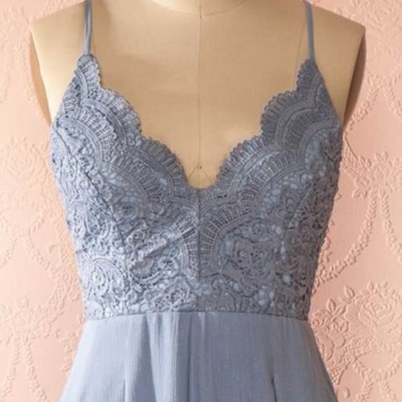 Blue chiffon Flair Short Romper with Lave Details size L Criss Cross Back Straps - Picture 1 of 4